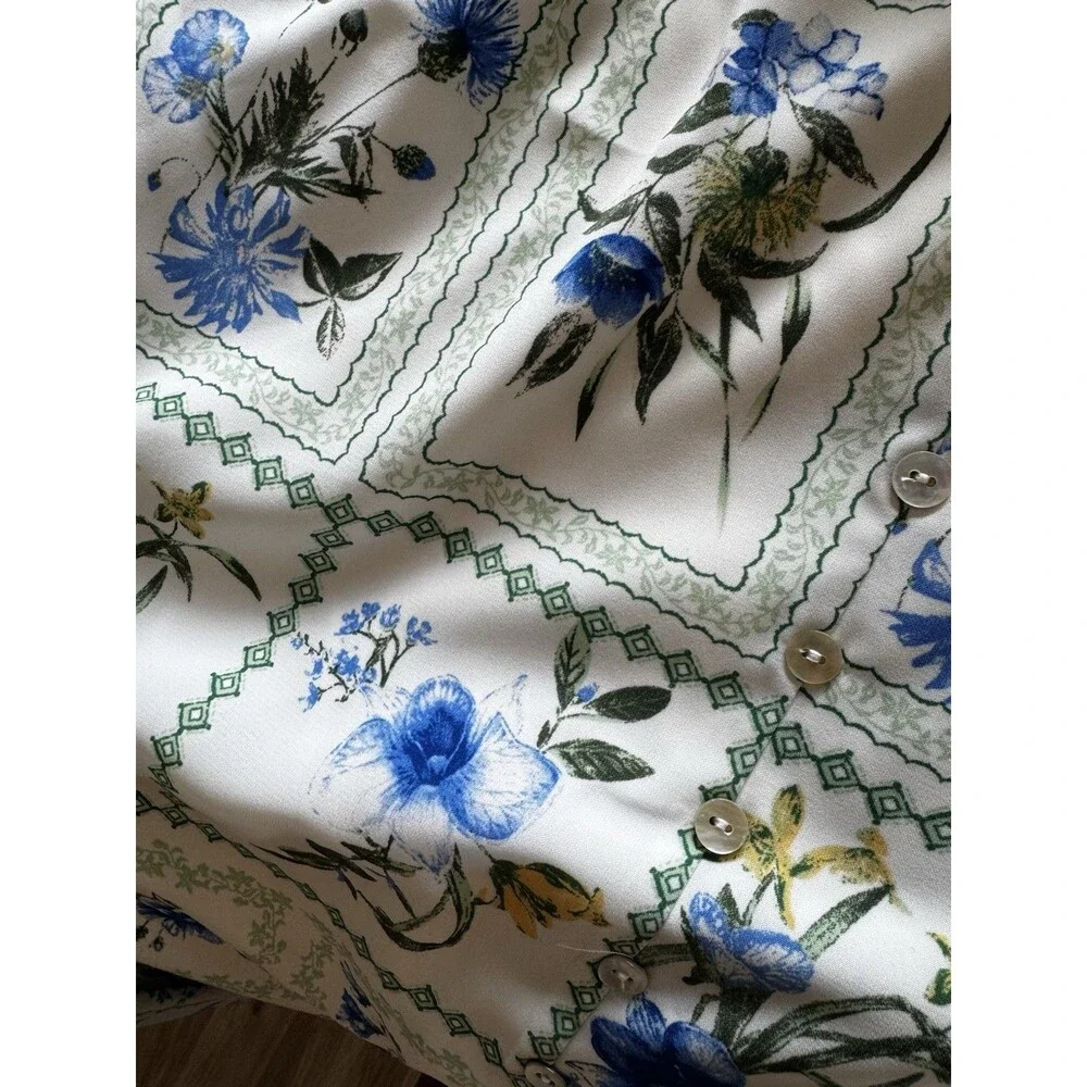 Market & Spruce Women’s White Floral Button Front Lined Pencil Skirt XXL